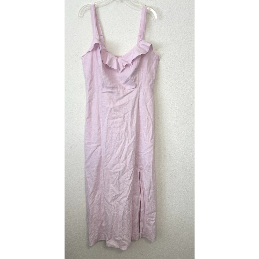 Old Navy Ruffle Linen Blend Dress Pink Maxi Sleeveless Cottagecore Brunch‎ M
